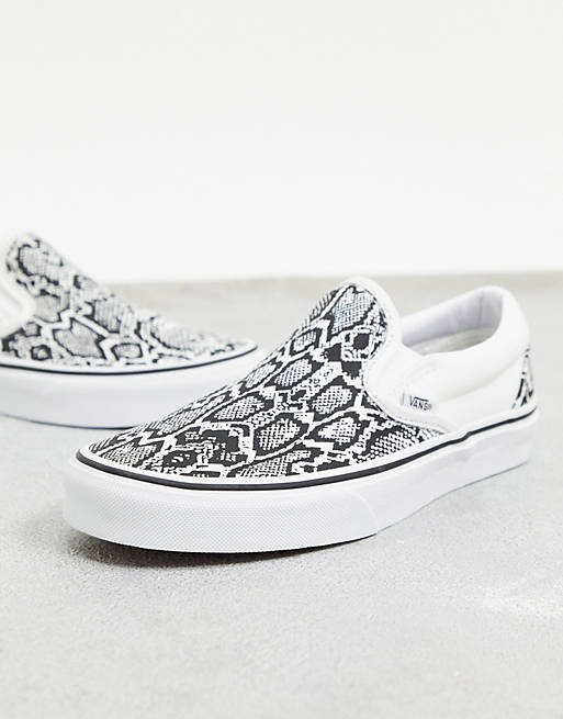 Vans Classic Slip-On Snake Print Trainer In White | Asos