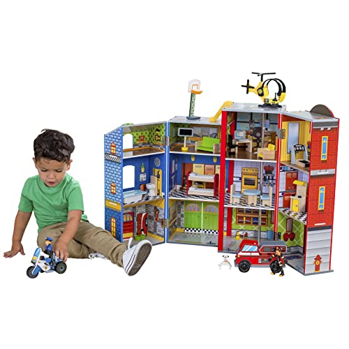 Amazon.Com: Kidkraft Everyday Heroes Wooden Playset, 3-Story With 26-Piece  Accessories, Foldable For Storage : Toys & Games