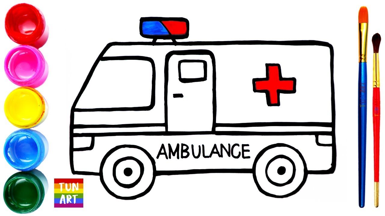 Drawing And Coloring Ambulance | Vẽ Và Tô Màu Xe Cứu Thương | Dạy Bé Tô ...  | Xe Cứu Thương, Cừu