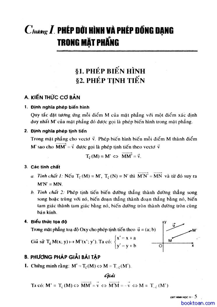 Giải Bài Tập Hình Học 11 Cơ Bản - Chương I Phép Dời Hình Và Phép Đồng Dạng  Trong Mặt Phẳng - Sách Toán - Học Toán