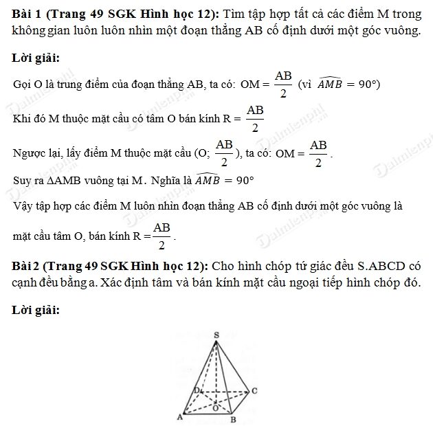 Giải Toán Lớp 12 Bài 1, 2, 3, 4, 5, 6, 7, 8, 9, 10 Trang 49 Sgk Hình H