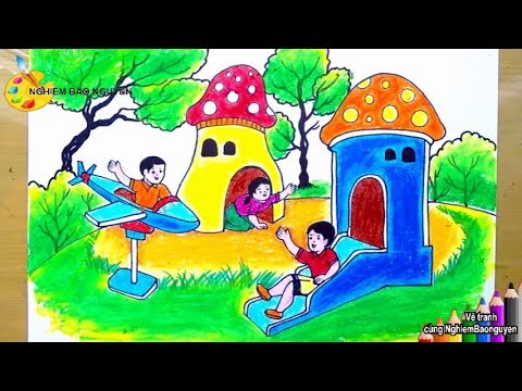 Vẽ Tranh Bé Đi Chơi Công Viên/How To Draw Kids Playing In Playground -  Youtube