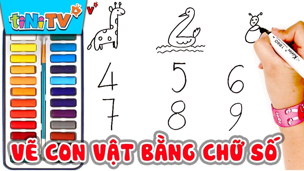 Vẽ 'Con Vật' Đơn Giản Bằng Chữ Số Đếm Cho Bé Học Vẽ | Tinitv - Youtube