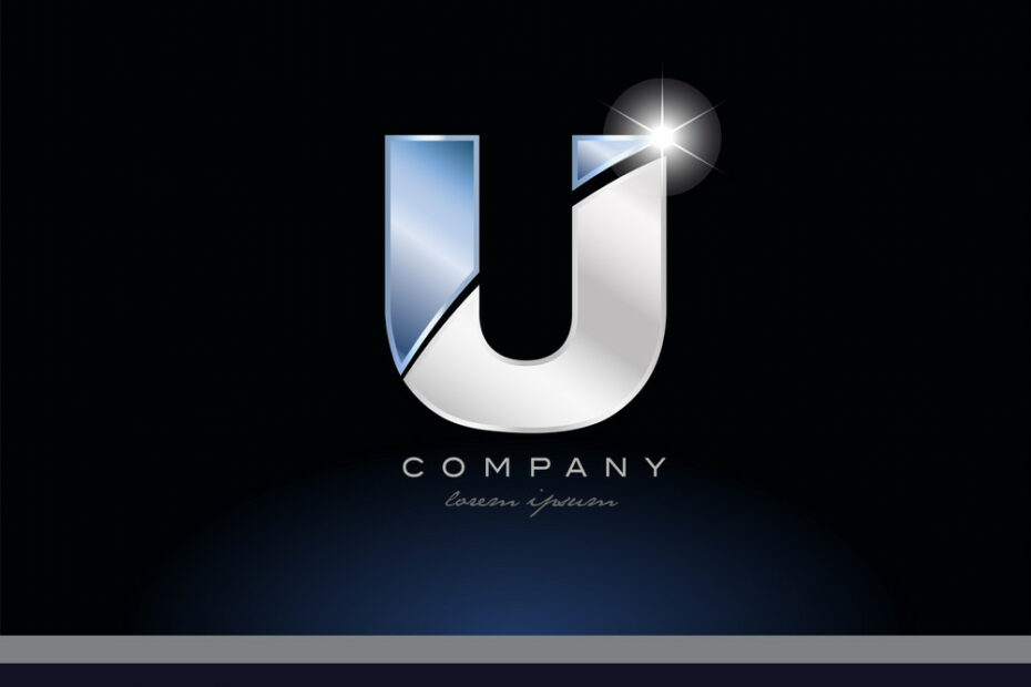 Metal Blue Alphabet Letter U Logo Company Icon Vector Image