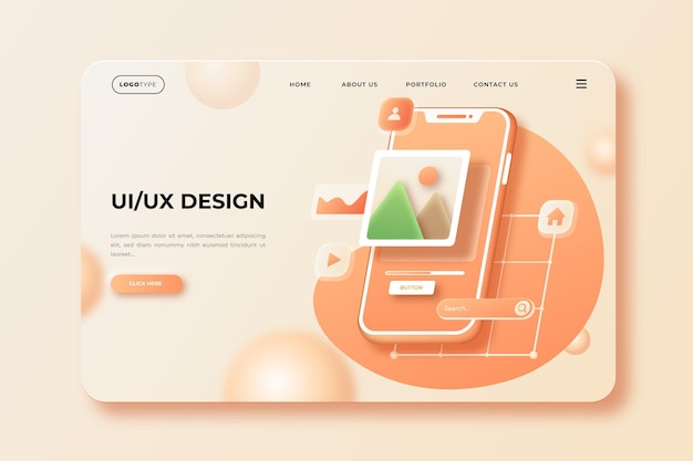 Free Vector | Realistic Ui/Ux Landing Page Template