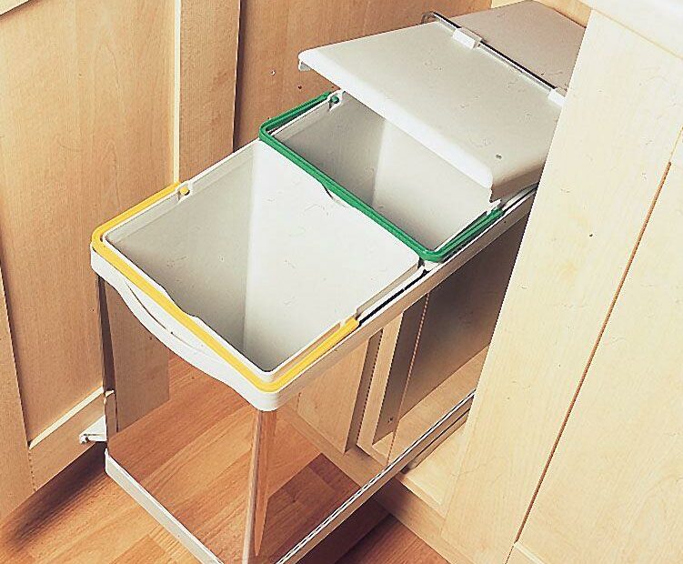 Second Nature Double Pull Out Recycling Bin 28L Stainless Steel - To Suit A  400Mm Unit - 250Ssgy