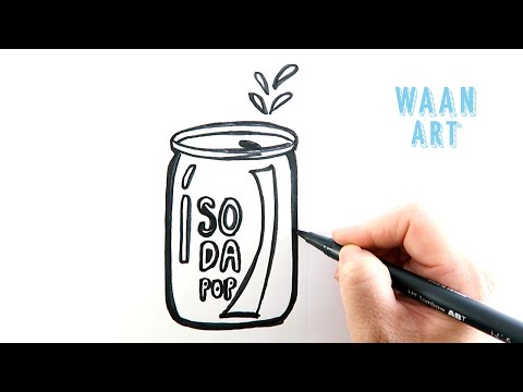 Drawing cartoon | Pop Soda Can สอนวาดรูปการ์ตูนกระป๋องน้ำอัดลมแบบง่ายๆ