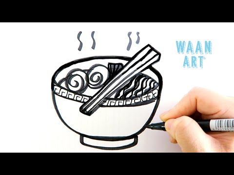 Drawing cartoon | Asian Egg Noodle วาดรูปก๋วยเตี๋ยวบะหมี่