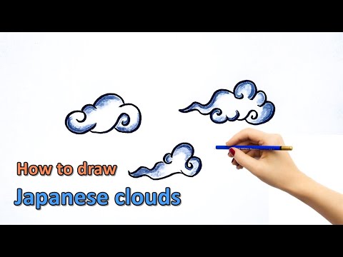 วาดรูปก้อนเมฆ วาดภาพเมฆโบราณ  How to draw Kumo.  draw Japanese style clouds. How to draw cloud easy.