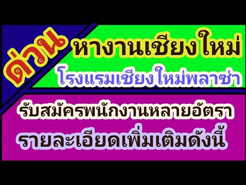 หางาน หางาน​เชียงใหม่​ โรงแรม​เชียงใหม่​พลาซ่า/รับสมัคร​พนักงาน​หลายตำแหน่ง​/หลายอัตรา #อย่าพลาด​