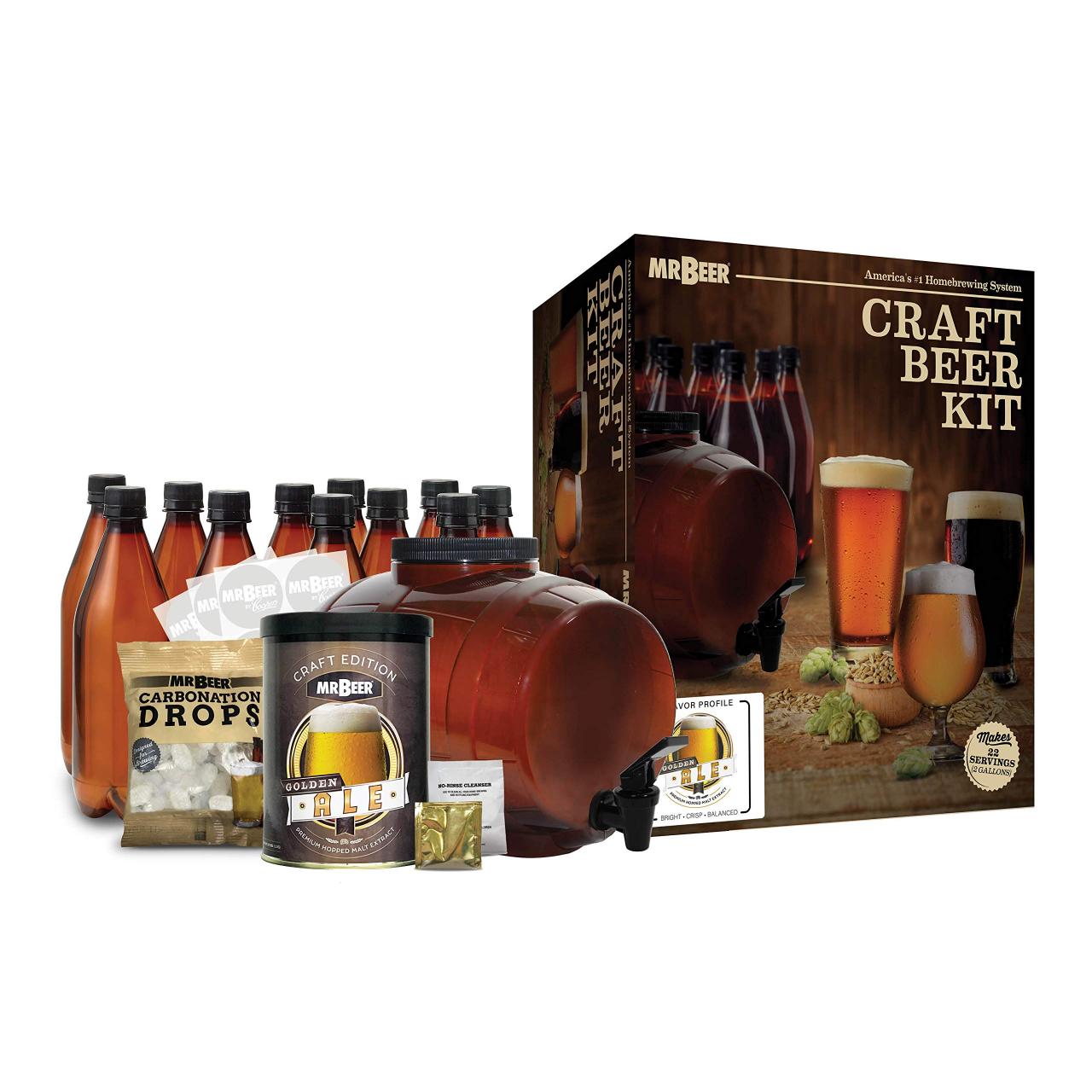 Amazon.Com: Mr. Beer Complete Beer Making 2 Gallon Starter Kit, Premium  Gold Edition, Brown: Beer Brewing Starter Sets: Home & Kitchen