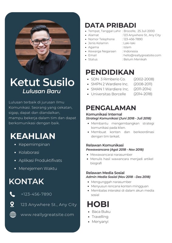 Lamar Kerja Idaman Dengan Contoh Cv Resume Gratis - Canva