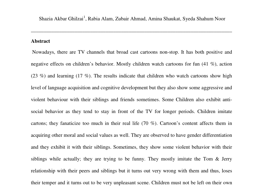 Pdf) Impact Of Cartoon Programs On Children'S Language And Behavior