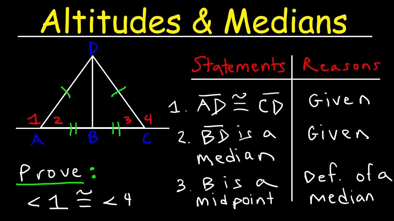 Two Column Proofs - Triangles, Medians And Altitudes - Youtube