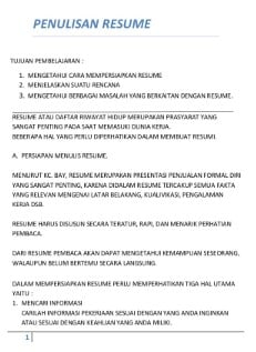 Contoh Resume : Pengertian, Perbedaan, Tenik Dan Langkahnya