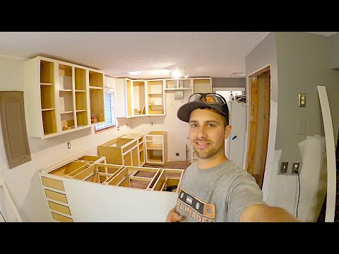 How To DIY Kitchen Cabinets Complete Kitchen Remodel PT1. Make Cabinets, FaceFrames and installation